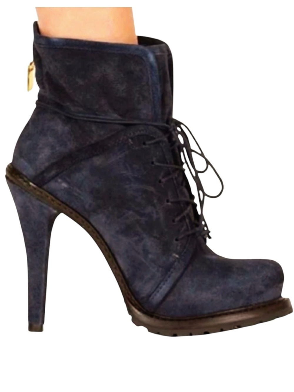 {Elizabeth and James} E-Base Suede Lace-Up High Heel Bootie